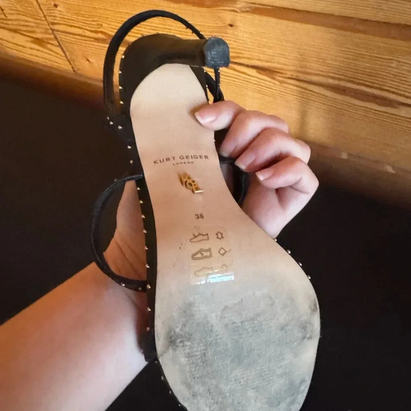Kurt Geiger London Portia Sandal Black Strappy Heel with gold studs size 38 - Picture 6 of 8